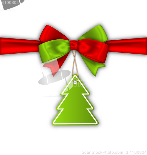 Image of Bow Ribbon with Christmas Tree Label