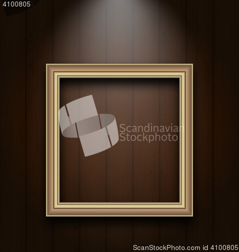 Image of Vintage picture frame on wooden wall