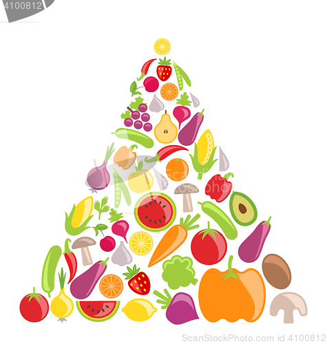 Image of Pyramid of Vegetables and Fruits
