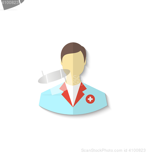 Image of Flat icon of medical doctor with shadow isolated on white backgr