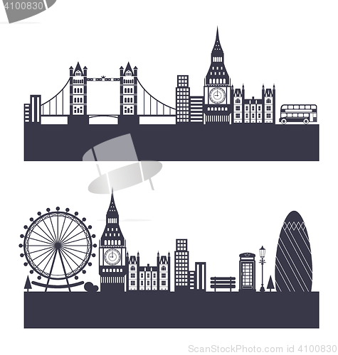 Image of Silhouette Background of Abstract London Skyline