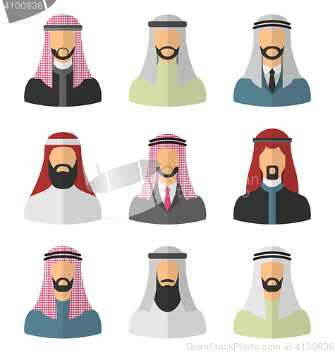Image of Set Arabic Men Flat Icons