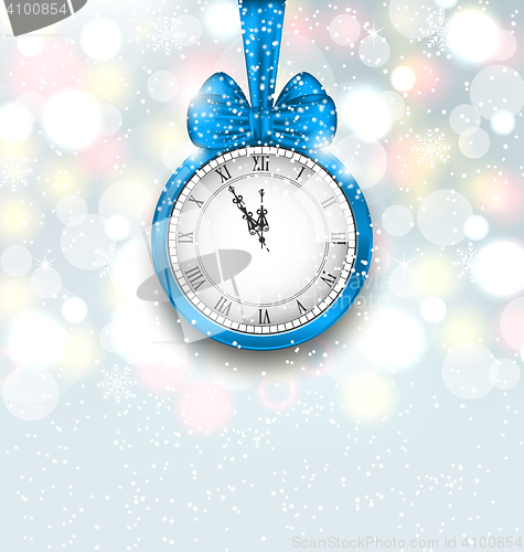 Image of New Year Midnight Shimmering Background with Clock