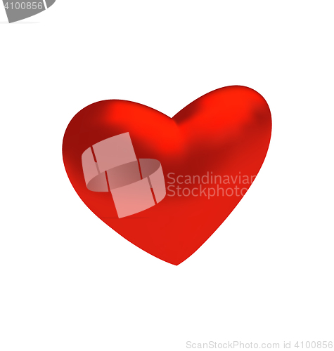 Image of Red three-dimensional heart isolated on white background