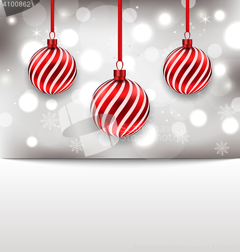 Image of Christmas glossy card with red balls