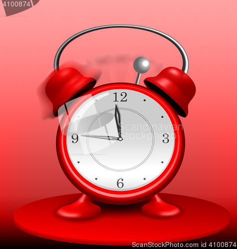 Image of Red Alarm Clock Ringing Wildly