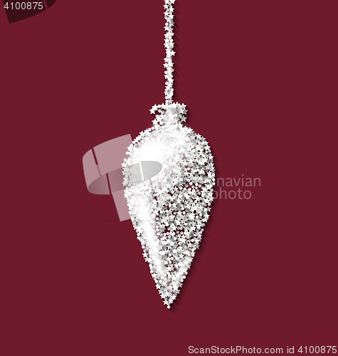 Image of Christmas tree icicle red backdrop made from white hoarfrost par