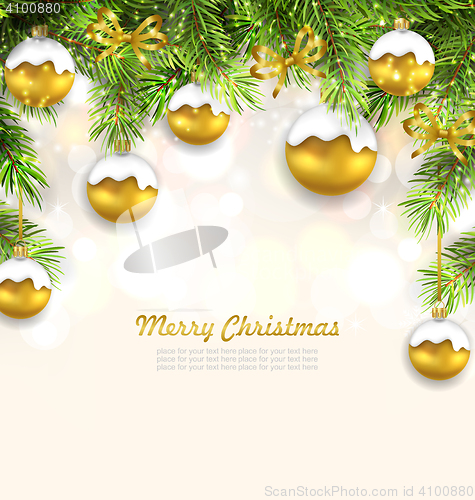 Image of Natural Christmas Background with Fir Twigs