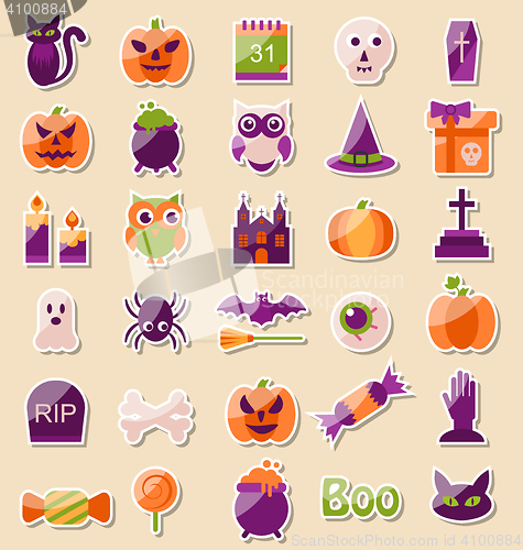 Image of Set of Halloween Flat Icons, Scrapbook Elements