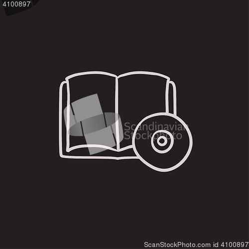 Image of Audiobook and cd disc sketch icon.