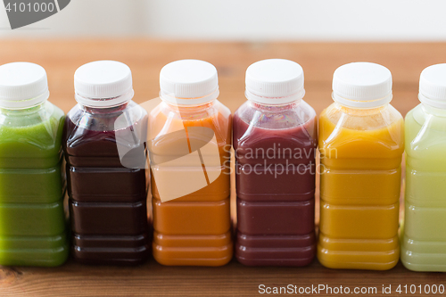 Image of bottles with different fruit or vegetable juices