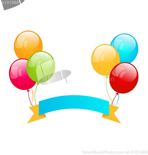 Image of Colorful balloons with ribbon for place your text