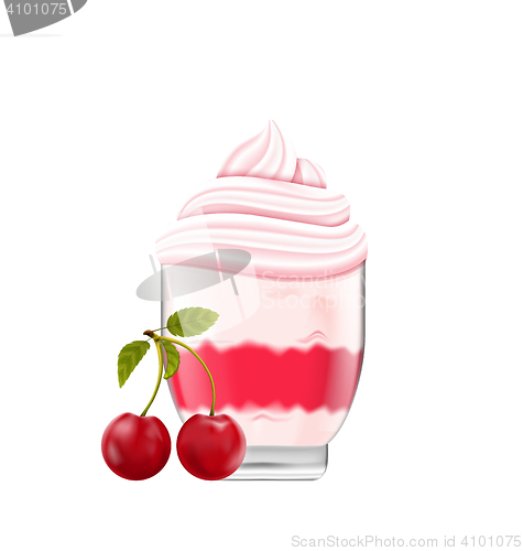 Image of  Ice Cream with Whipped Cream and Cherry