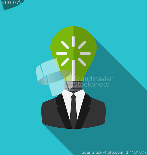 Image of Concept lamp of new idea as out of head businessman