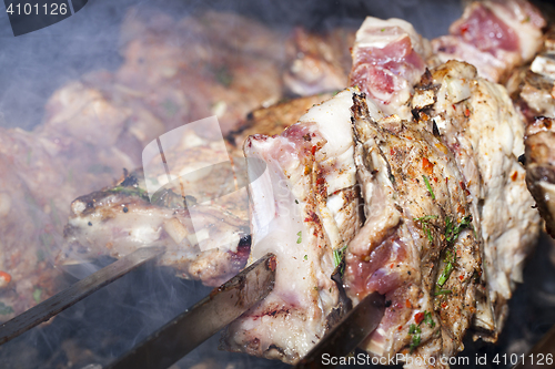 Image of cooking kebab, close-up