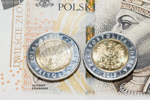 Image of Polish coins close up