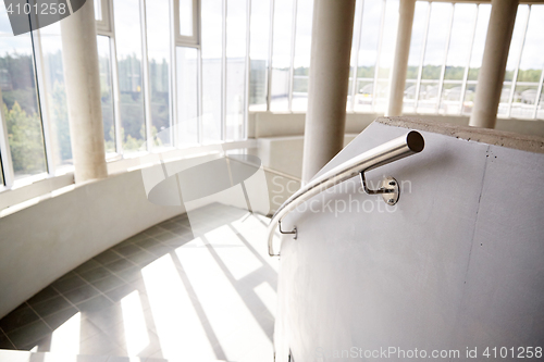 Image of stair railings on staircase at public building