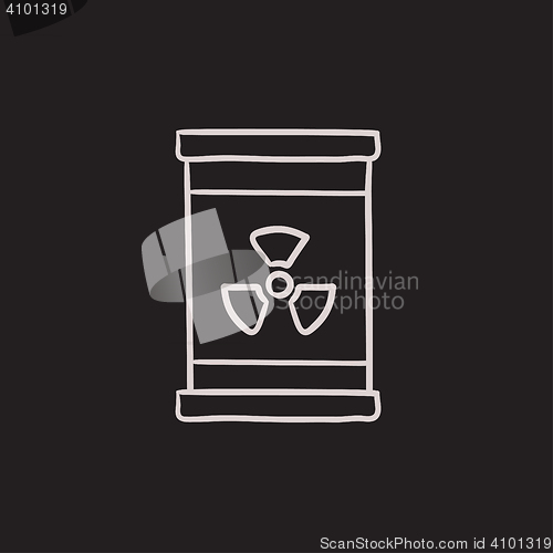 Image of Barrel with ionizing radiation sign sketch icon.