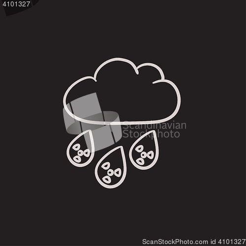 Image of Radioactive cloud and rain sketch icon.