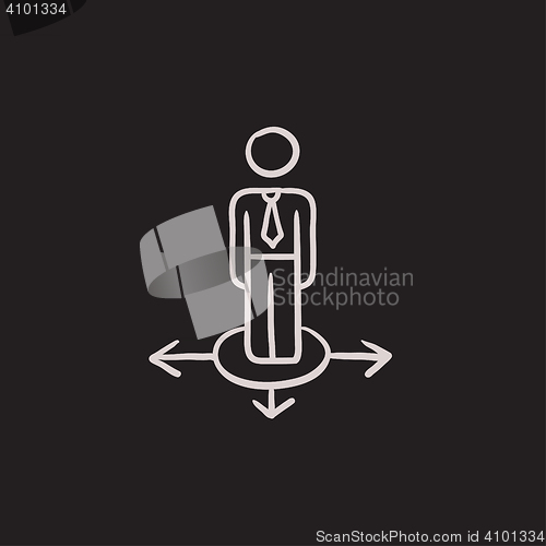 Image of Businessman in three ways sketch icon.