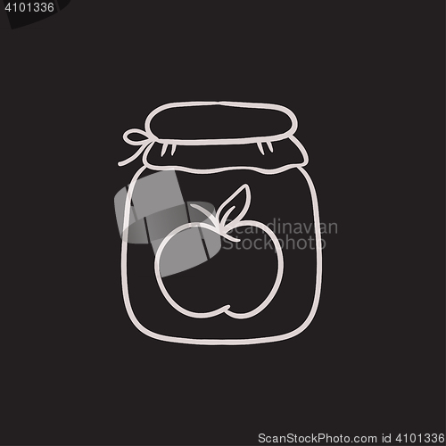 Image of Apple jam jar sketch icon.