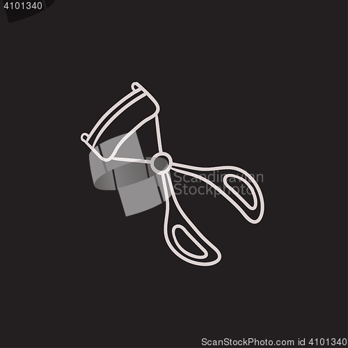 Image of Eyelash curler sketch icon.