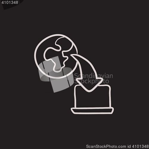 Image of Online education sketch icon.