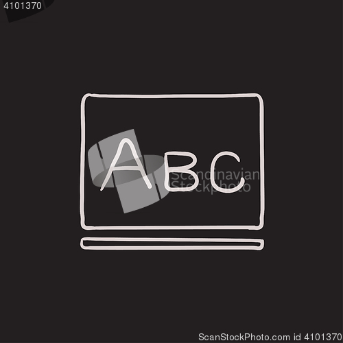 Image of Letters abc on blackboard sketch icon.