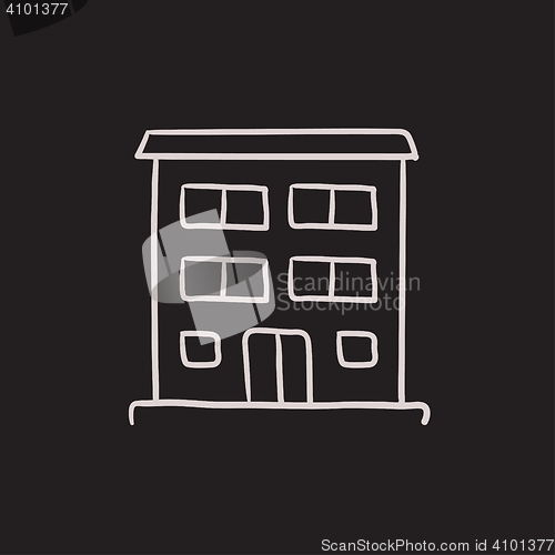 Image of Residential building sketch icon.