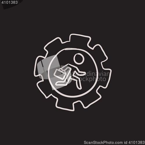 Image of Man running inside the gear sketch icon.