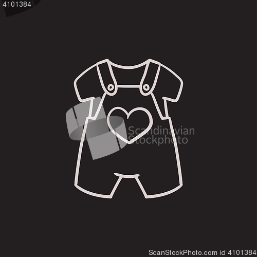 Image of Baby overalls and shirt sketch icon.