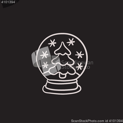 Image of Snow globe with christmas tree sketch icon.