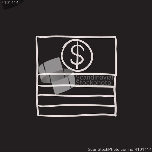 Image of Stack of dollar bills sketch icon.