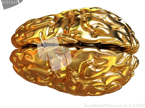 Image of Gold brain. 3d render