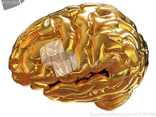 Image of Gold brain. 3d render