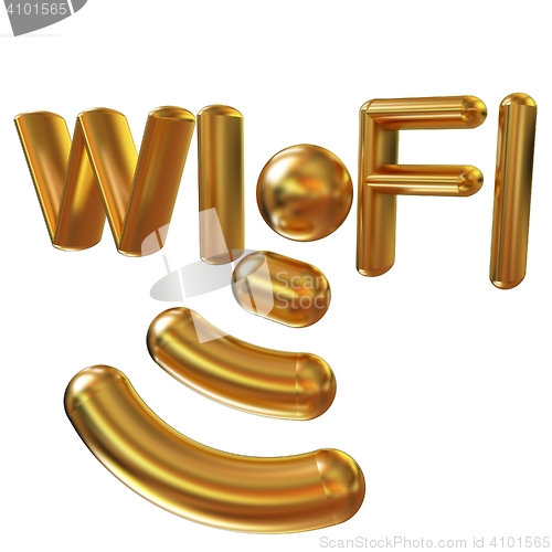 Image of Gold wifi iconl. 3d illustration