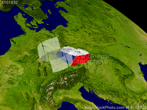 Image of Czech republic with flag on Earth