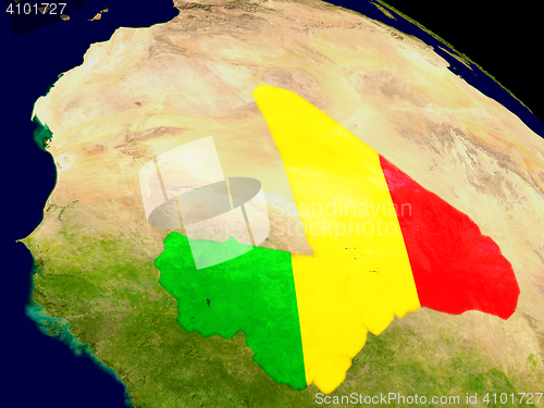 Image of Mali with flag on Earth
