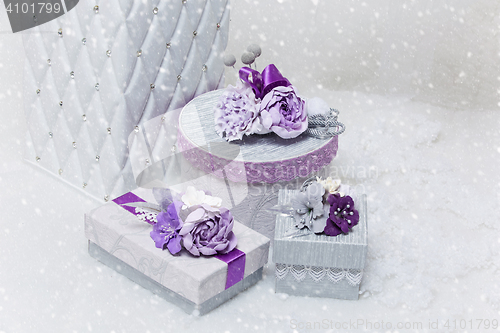 Image of Set of flower decorated present boxes