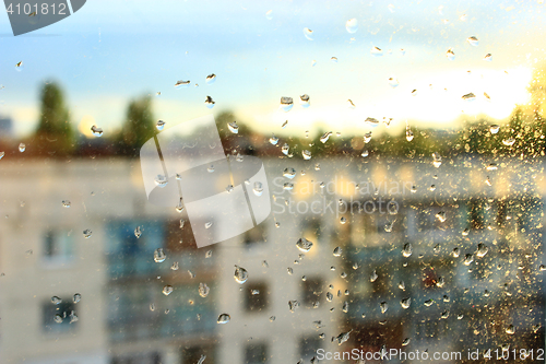 Image of droplets of water on glass