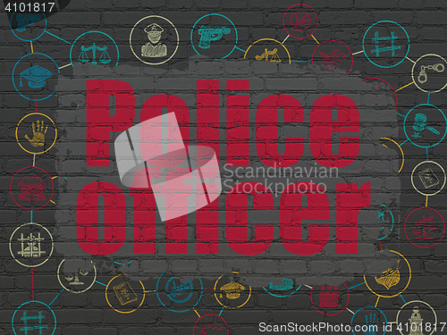 Image of Law concept: Police Officer on wall background