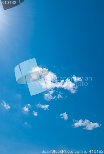 Image of Dreamy blue sky with small fluffy clouds