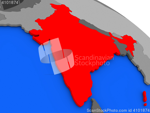 Image of India in red