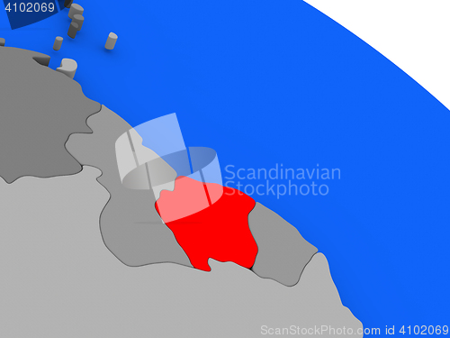 Image of Suriname in red