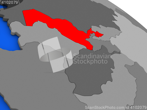 Image of Uzbekistan in red