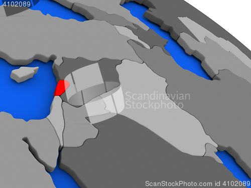 Image of Lebanon in red
