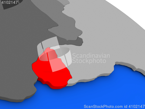 Image of Uruguay in red