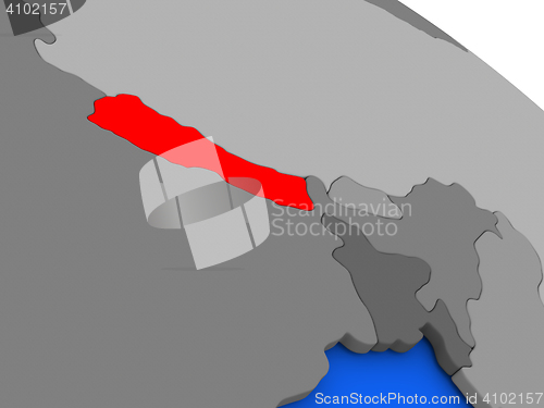 Image of Nepal in red