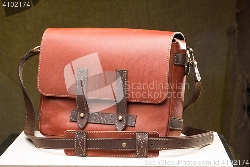 Image of Old vintage leather bag with leather strap 