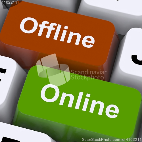 Image of Offline Online Keys Show Internet Communication Status